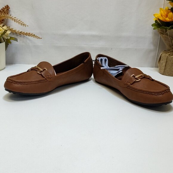 Aerosoles Buckle Loafer Day Drive Moccasin 12W Cognac Flexible Diamond Outsole - Picture 3 of 10